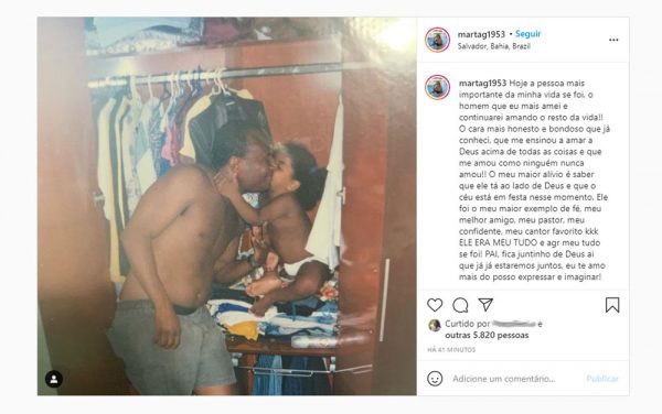 Filha de irmão Lázaro presta homenagem nas redes sociais
